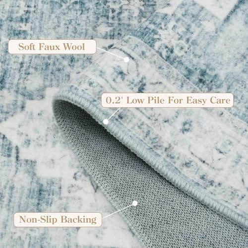 LIVEBOX Blue Washable Rug 2x3 Area Mat for Entryway Hallway