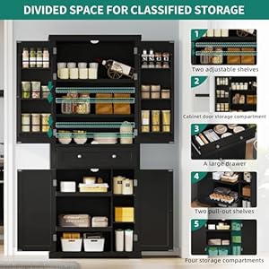   YITAHOME-Pantry-Cabinet-72-Tall-Kitchen-Pantry-Cabinet-with-Drawer--Adjustable-Sliding-Shelve-Freestanding-Tall-Cupboard-Storage-Cabinet-Wooden-Food-Pantry-Cabinet-for-Kitchen-Dining-Room-Black