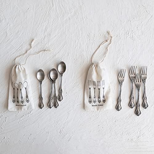 Creative Co-Op Embossed Brass Dinner Forks Set of 4