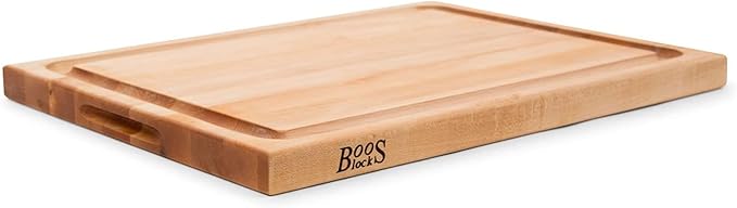 John Boos Boos Block CB Series Large Reversible Wood Cutting Board with Juice Groove, 1.5-Inch Thickness, 24" x 18" x 1 1/2", Maple