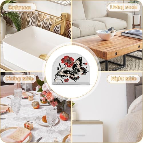 ALAZA Butterfly Napkin Holder with Floral Design 2-Pack