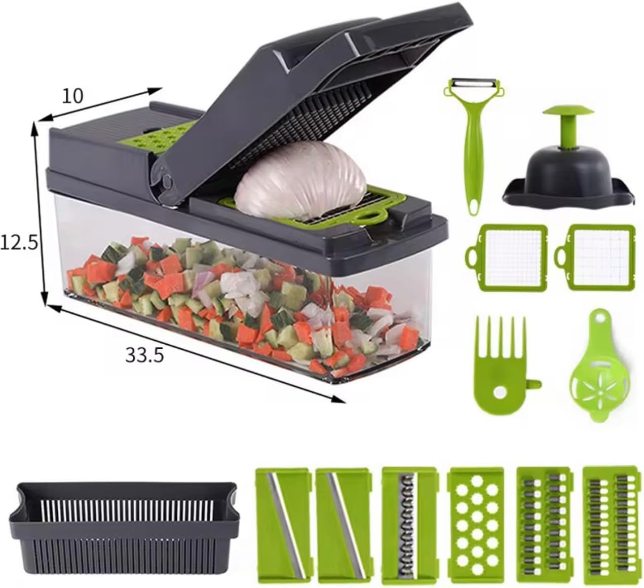 vegetable chopper and dicer set 15-piece kitchen mandoline slicer with container