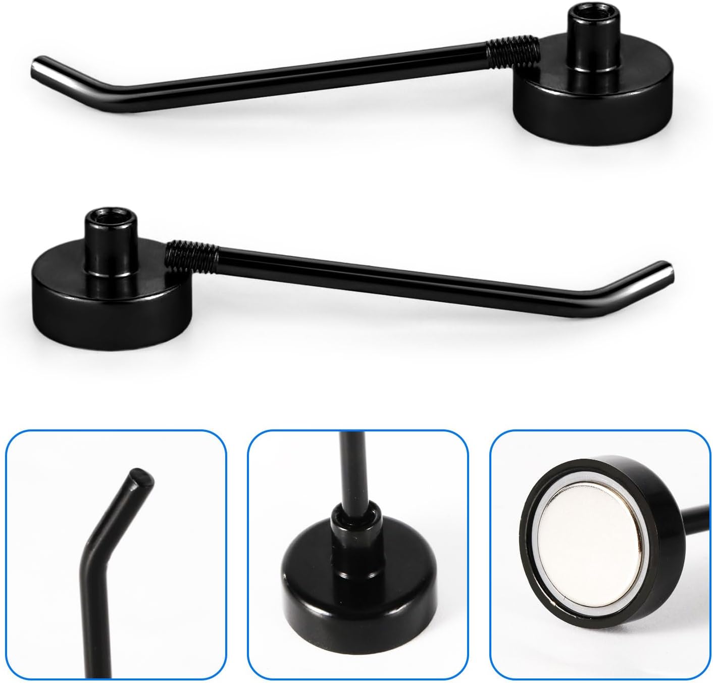 6pcs Heavy Duty Magnetic Wall Hooks Black
