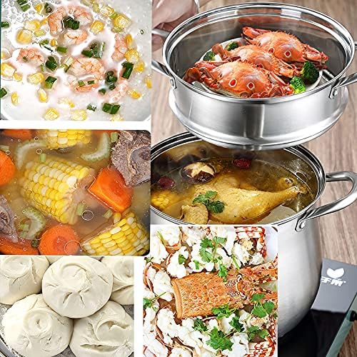 High Capacity Stainless Steel Soup Pot with Steamer 28Cm
