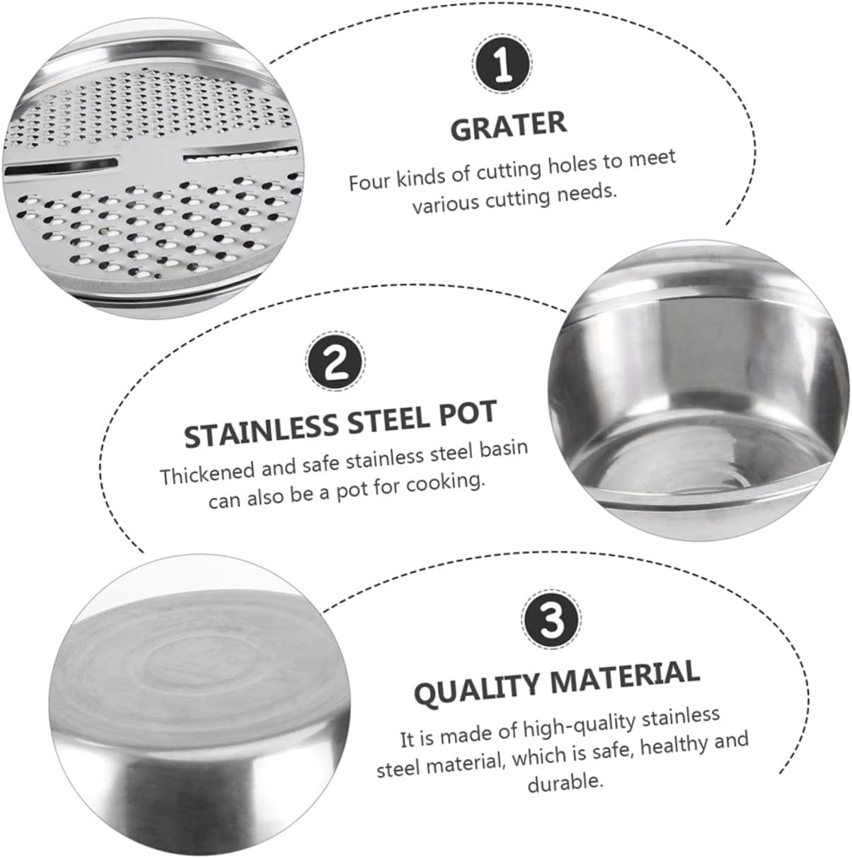 OFFSCHStainless Steel Grater Basin for Kitchen UseMulti-functional Food Washer Slicer Tool