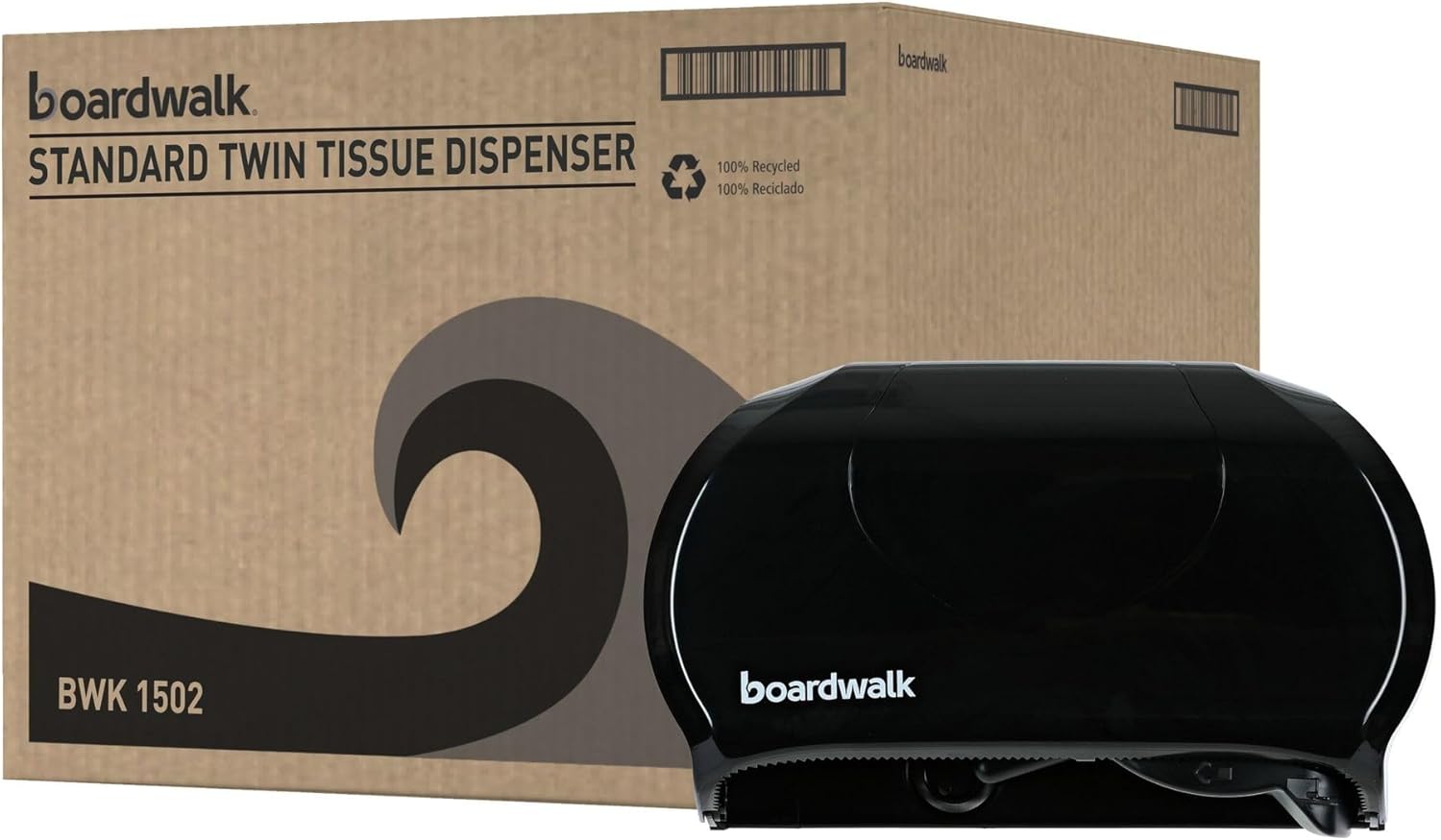 Low-Profile Dual Roll Toilet Paper Dispenser Black