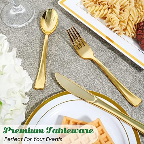 Elegant Gold Plastic Silverware Set for Parties