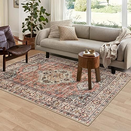 Lahome Oriental Washable Rug 3x5 PeachOrange