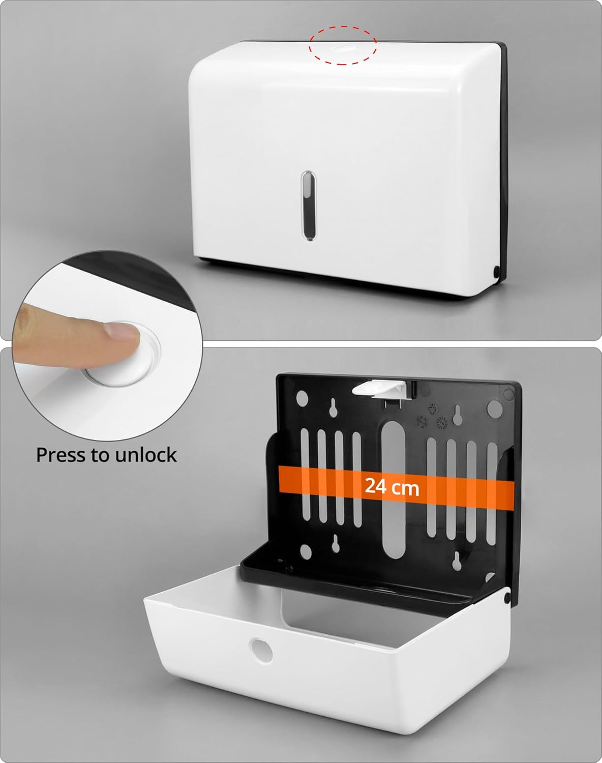QWORK Wall-Mounted Paper Towel Dispenser Durable Multi-Fold Easy to Use