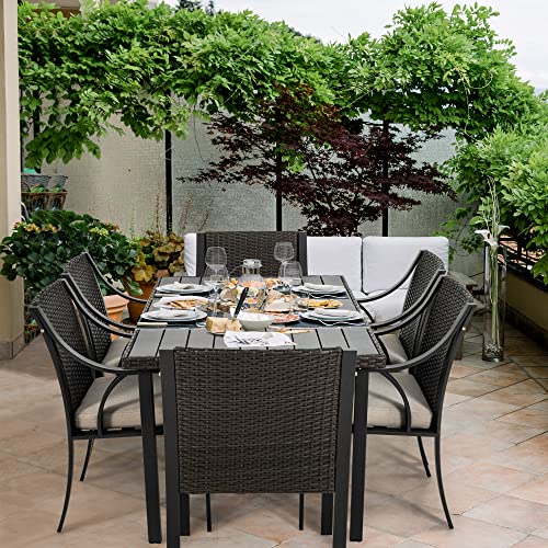 HAPPATIO-7-Piece-Patio-Dining-SetWicker-Outdoor-Dining-SetOutdoor-Patio-Dining-SetWicker-Rattan-Patio-Dining-Furniture-Set-with-Umbrella-Hole-Outdoor-Dining-Set-for-6Beige-Cushion HAPPATIO 7 Piece Patio Dining SetWicker Outdoor Dining SetOutdoor Patio Dining SetWicker Rattan Patio Dining Furniture Set with Umbrella Hole Outdoor Dining Set for 6Beige Cushion