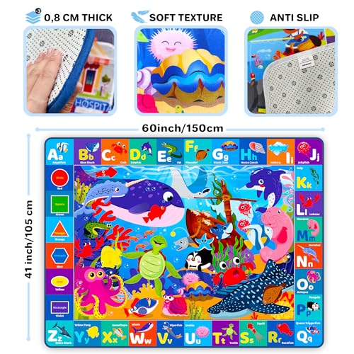 QUOKKA Baby Play Mat - Ocean ABC Rug for Kids