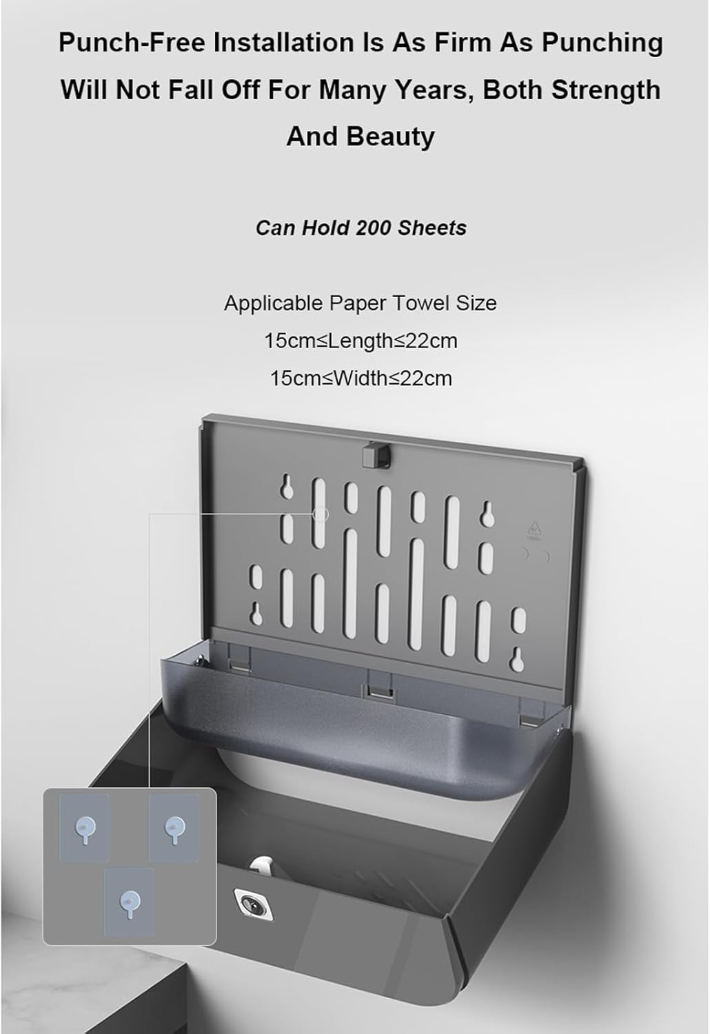Bathroom Wall-Mounted Commercial Towel Dispenser with 200 Sheets