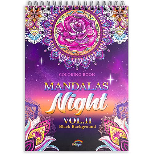 Colorya Mandala Édition Nuit Vol.II - A4 - Livre de Coloriage pour Adulte - Mandalas a Colorier Anti Stress Zen - Cahier de Coloriage - Occupation pour Adulte