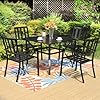 PHI VILLA 5 Piece Metal Patio Dining Set 37 Square Patio Bistro Table and Garden Backyard Chairs Umbrella Hole 157