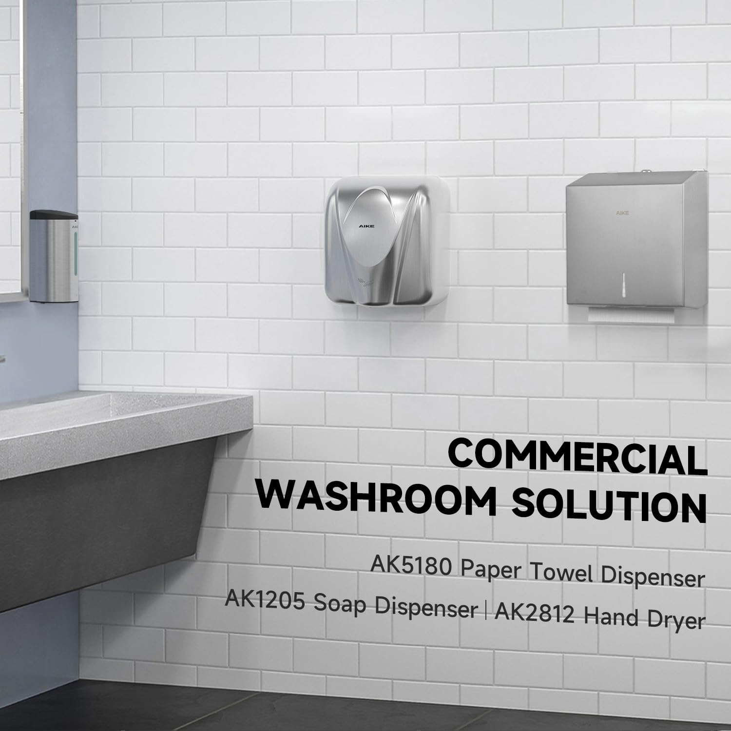 AIKE 250 Sheet Multifold Stainless Steel Wall Mount Paper Towel Dispenser with Lock