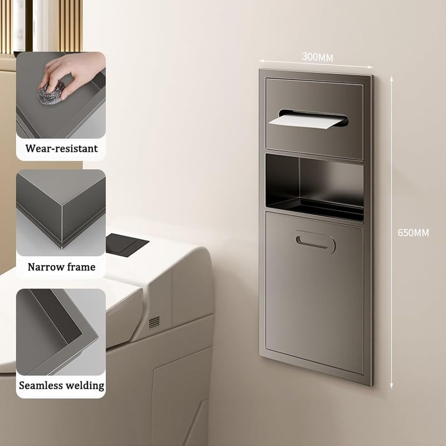 Wall-Mounted Stainless Steel Towel Trash Holder