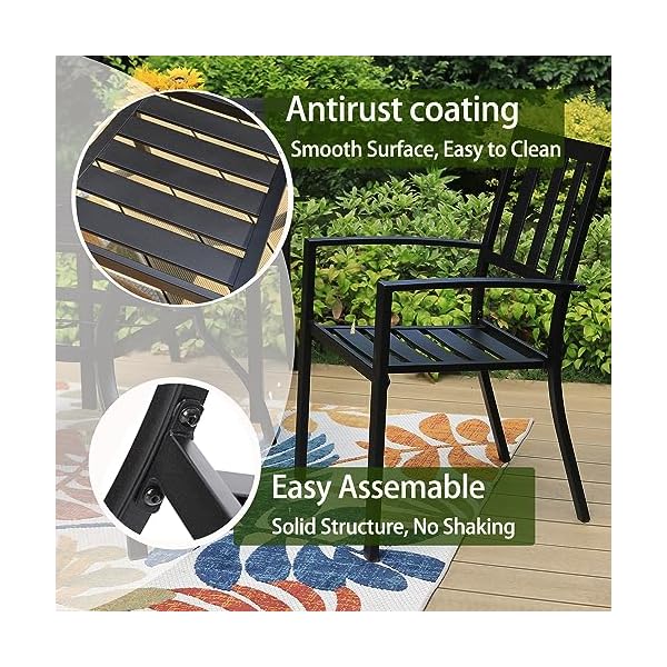  PHI-VILLA-5-Piece-Metal-Patio-Dining-Set-37-Square-Patio-Bistro-Table-and-Garden-Backyard-Chairs-Umbrella-Hole-157
