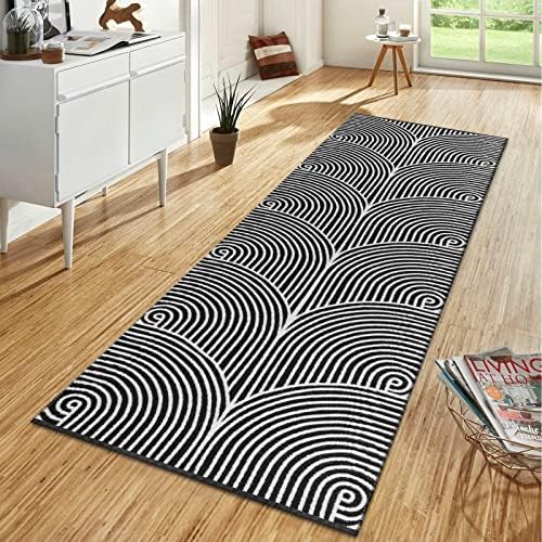 Tiffasea Woven Runner Rug 2x6 Black White
