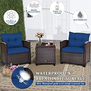 Augester3pcspatiofurnituresetoutdoorperattanwickerconversationsofasetwwashablecushionandtemperedglasstabletopallweatherchatsofaforgardenpoolsidebalconyporchbistronavy Urban Country Home Decor Augester 3 pcs patio furniture set outdoor pe rattan wicker conversation sofa set wwashable cushion and tempered glass tabletop all weather chat sofa for garden poolside balcony porch bistro navy urban country home decor