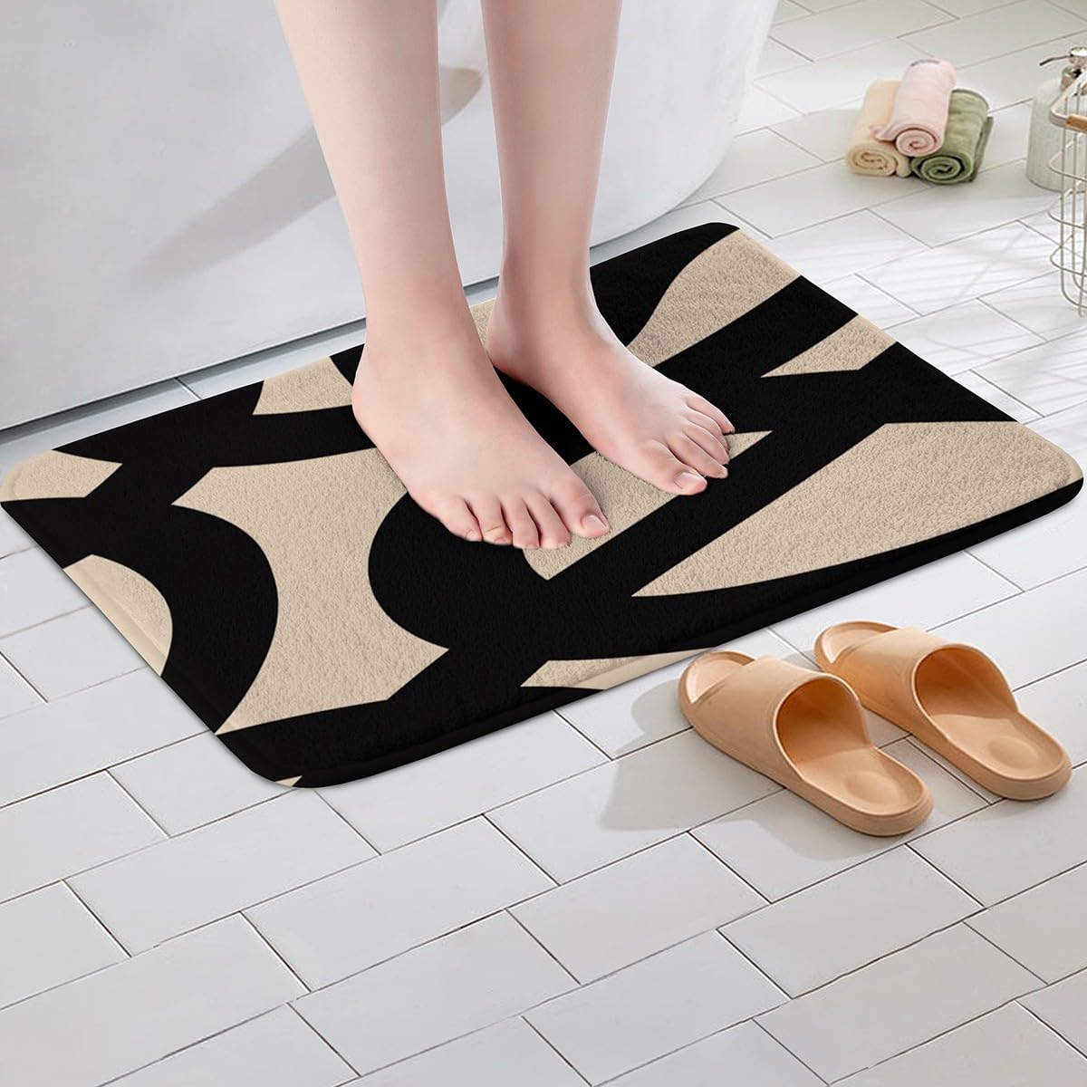 jejeloiu Modern Geometry Bathroom Rugs 20x32