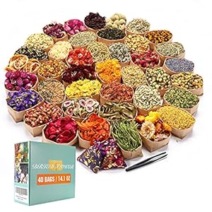 40 Bags Natural Dried Flowers Kit, ...