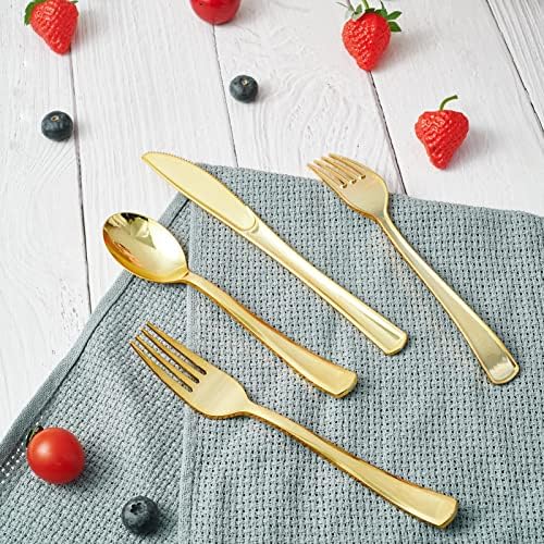 Elegant Gold Plastic Silverware Set for Parties