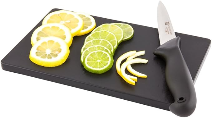 Restaurantware Bar Cutting Board Food Prep Cutting Board Bar Prep - 6" x 10" - Black - Premium Plastic - Professional Grade - Non-Slip - 1ct Box