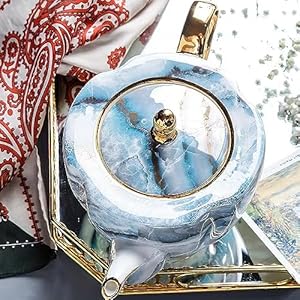 China Bone Porcelain Coffee Tea Set, Excellent Porcelain Tea Set, Retro Floral Tea Gift Set, Suitable as A Gift for Mother'S Day, Birthday, Christmas, and Gatherings (Sea Mist Blue) China Bone Porcelain Coffee Tea Set Excellent Porcelain Tea Set Retro Floral Tea Gift Set Suitable as A Gift for MotherS Day Birthday Christmas and Gatherings Sea Mist Blue