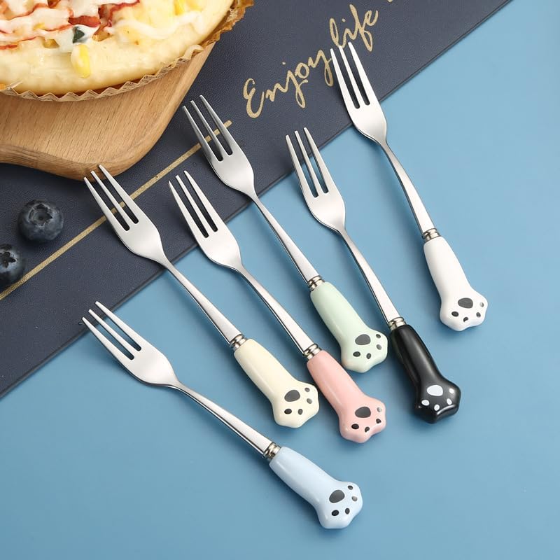 SEELLODGE Adorable Cartoon Fruit Forks Durable Flatware Set