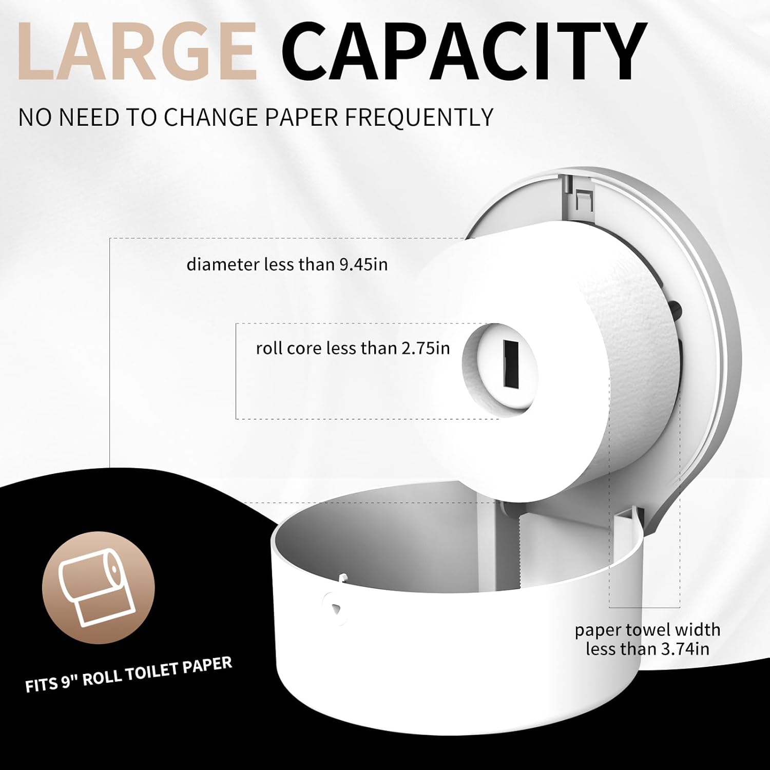 Durable Black Commercial Toilet Paper Dispenser for Home Public Use