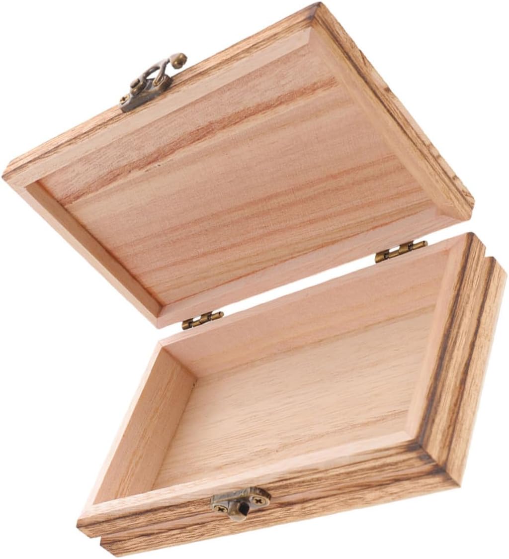 HEALLILY Wooden Jewelry Organizer Lidded Box with Buckle Lid