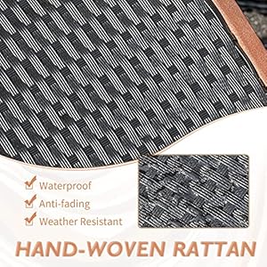 Flamaker 7 PCS Outdoor Patio Dining Set Outdoor Patio Furniture Set Rattan Chairs with Large Wood Table for Garden and Yard