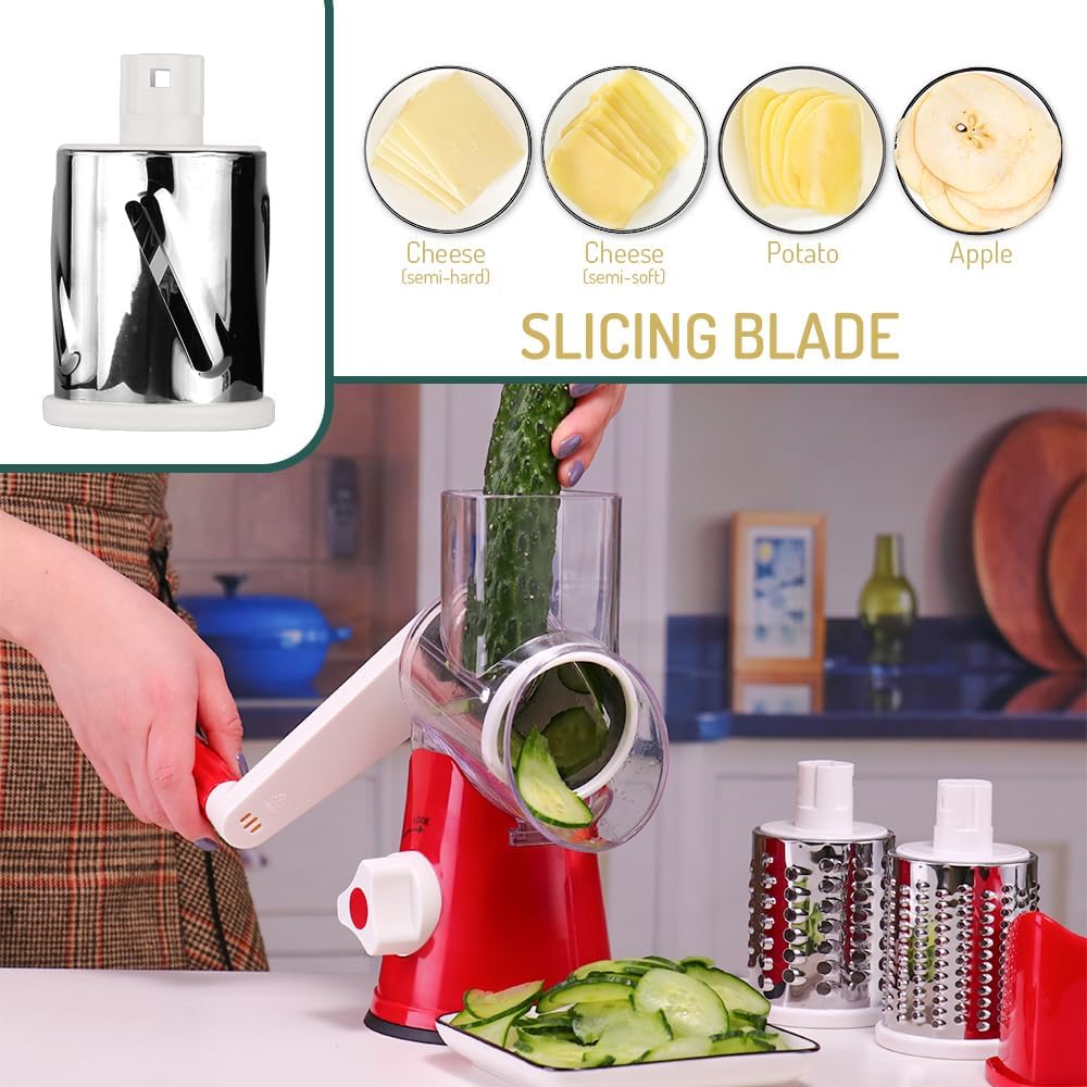 Maxceysen Rotary Cheese Grater with Handle Soft Safe Food Grater