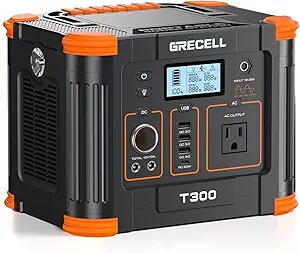 GRECELL Portable Power Station 330W Solar Generator Fast Charging Emergency Power Backup Battery UPS for Home Outage RV/Van Road Trip Camping