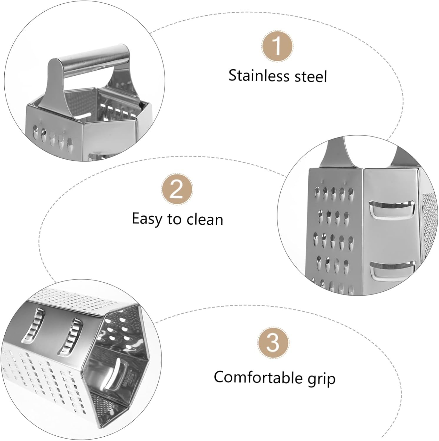 Stainless Steel Grater with 6 Shape Slicing Function Reusable Cooking Tool
