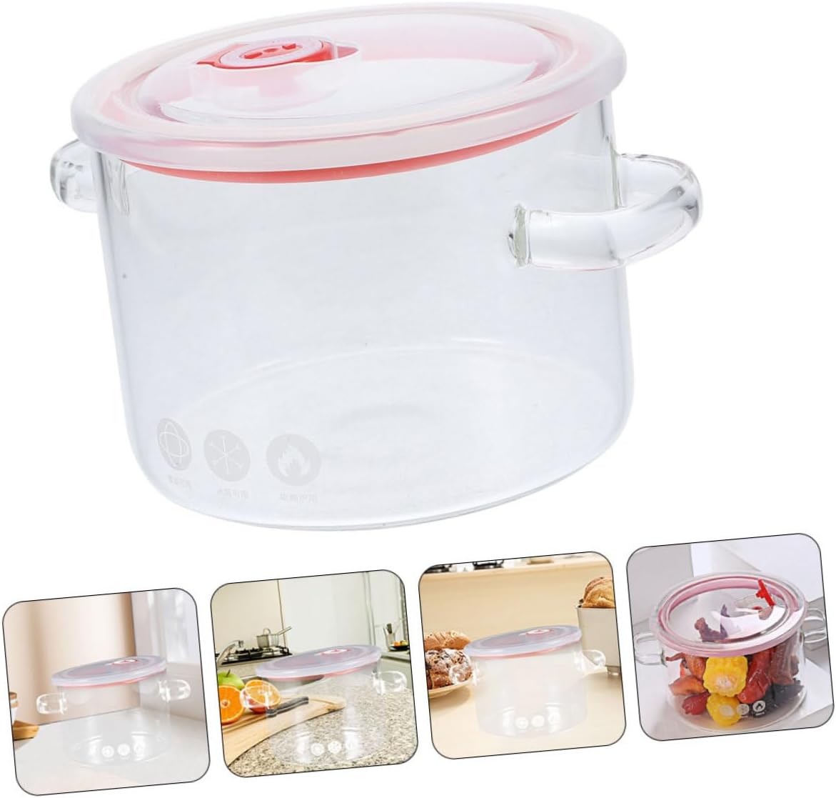 Sleek borosilicate glass pot with double handles for efficient cooking