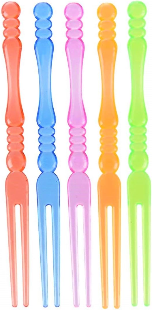 Comicfs - 300pcs Disposable Plastic Fruit Forks 4 Bistro Cocktail Tasting Set