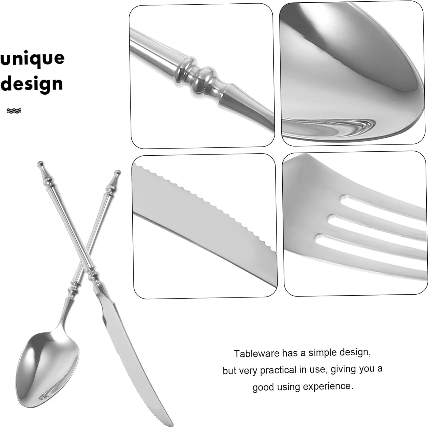 KICHOUSE 304 Stainless Steel Fork Spoon Set for Family Dinners