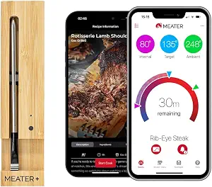 MEATER Plus: Smart Bluetooth Wireless Meat Thermometer Digital | BBQ, Grill, Oven, Smoker, Air Fryer, Kitchen | Perfect for Steak, Chicken, Turkey, and More | Delicous Recipes in App