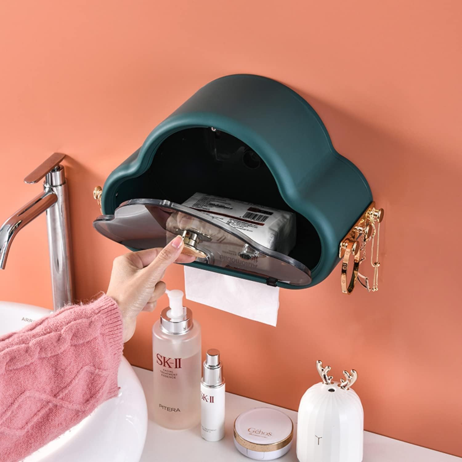 Commercial Cloud Paper Towel Dispenser Wall Mount with Side Hooks