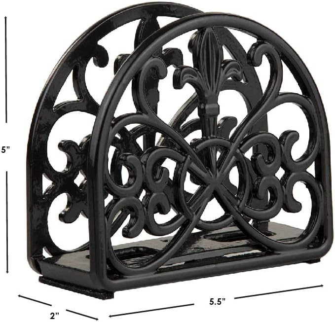 Fleur De Lis Design Napkin Holder Black