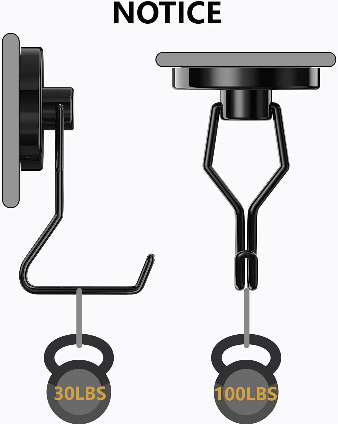 Tohoer 100LBS Neodymium Magnetic Hooks Heavy Duty