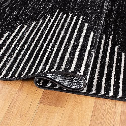 Rugshop Bohemian Stripe Stain Resistant Area Rug 27 x 4 Black