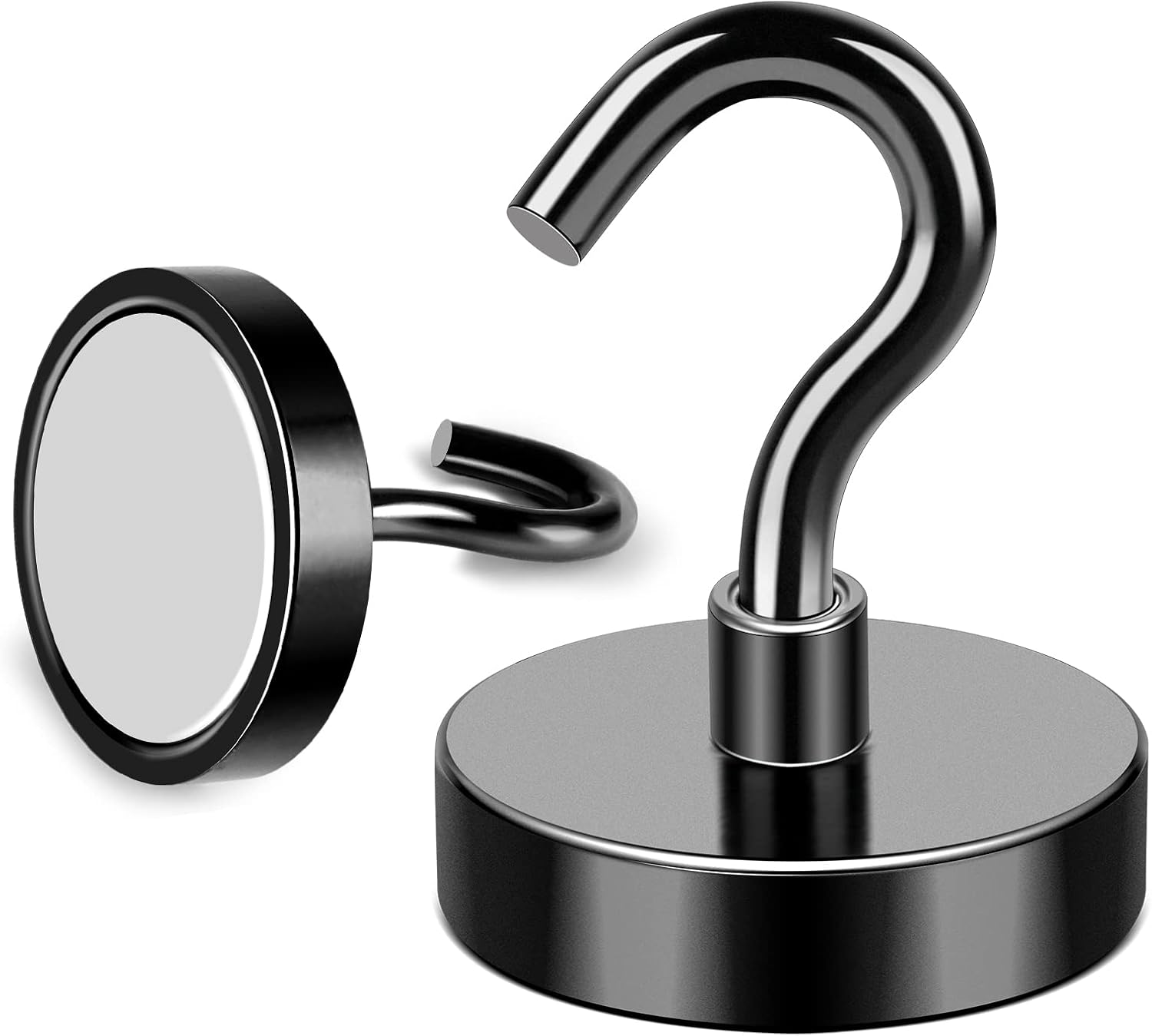 MIKEDE Heavy Duty Magnetic Hooks - 80Lbs Black with Hooks