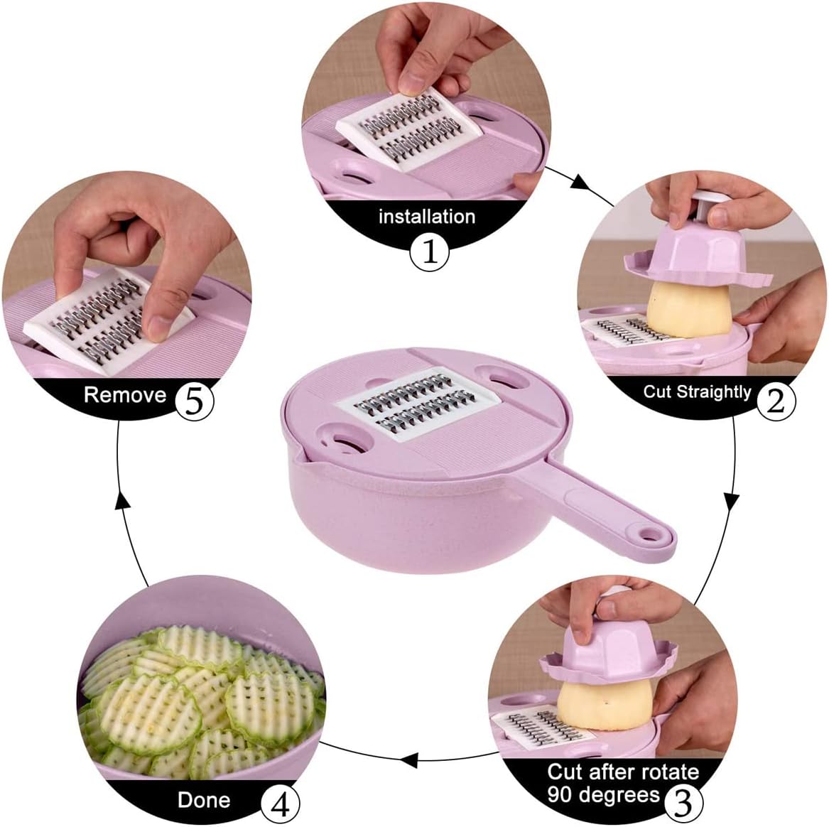 VEGETABLE CHOPPER 5-IN-1 BLADES - Premium Mandoline Slicer with Container