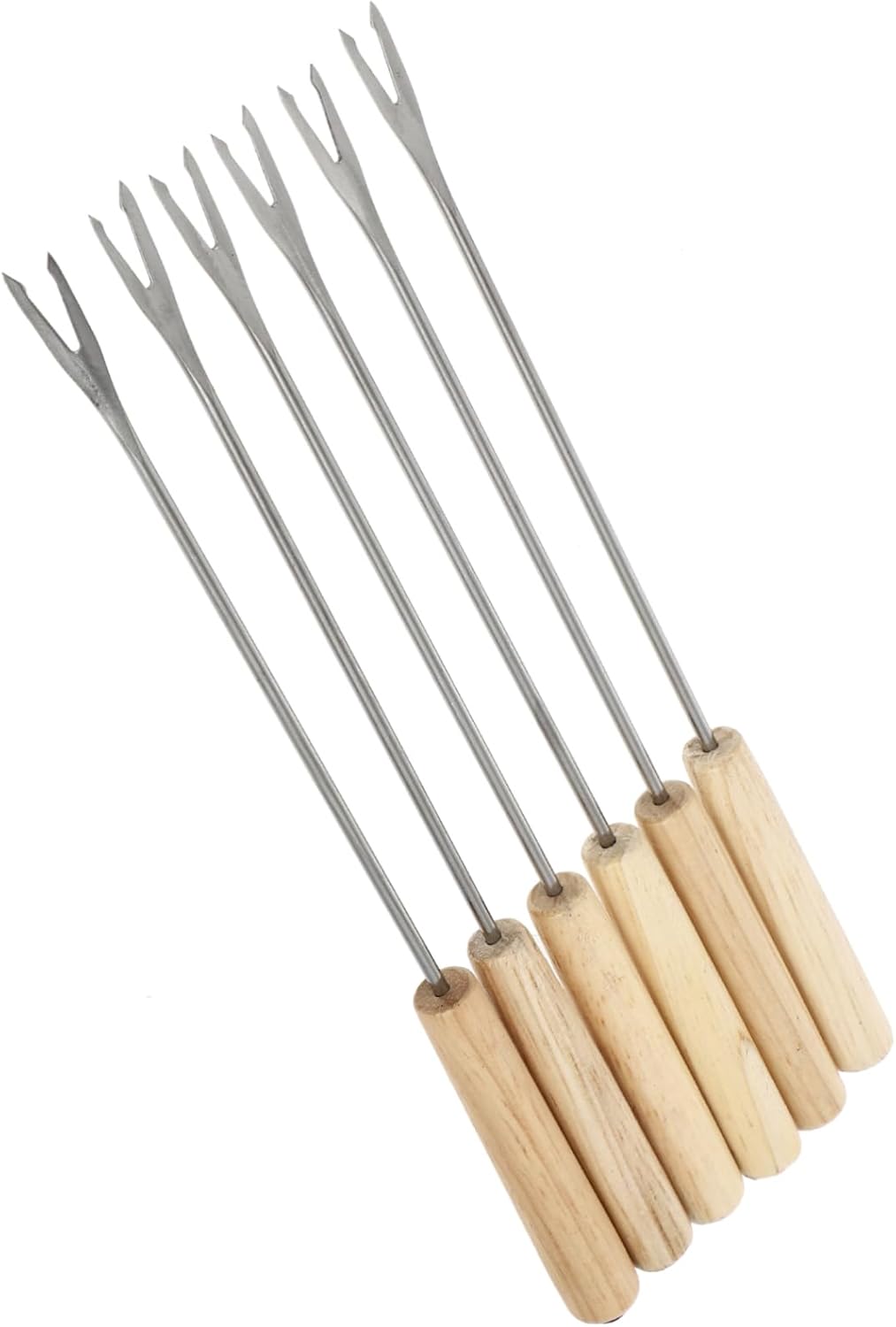 2pcs Oak Handle Fondue Fork Set for Cheese and Fruit