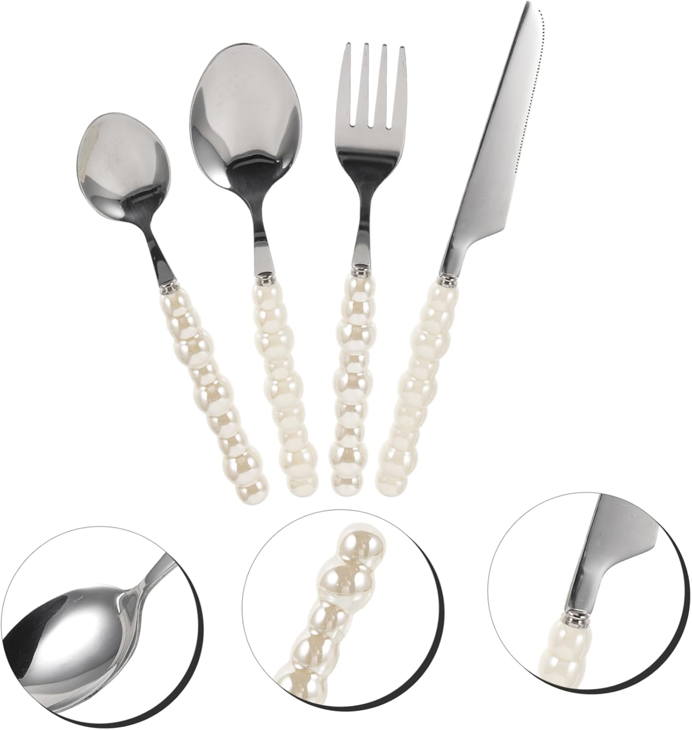 VOSAREA Pearl-Handled Steak Fork and Spoon Set