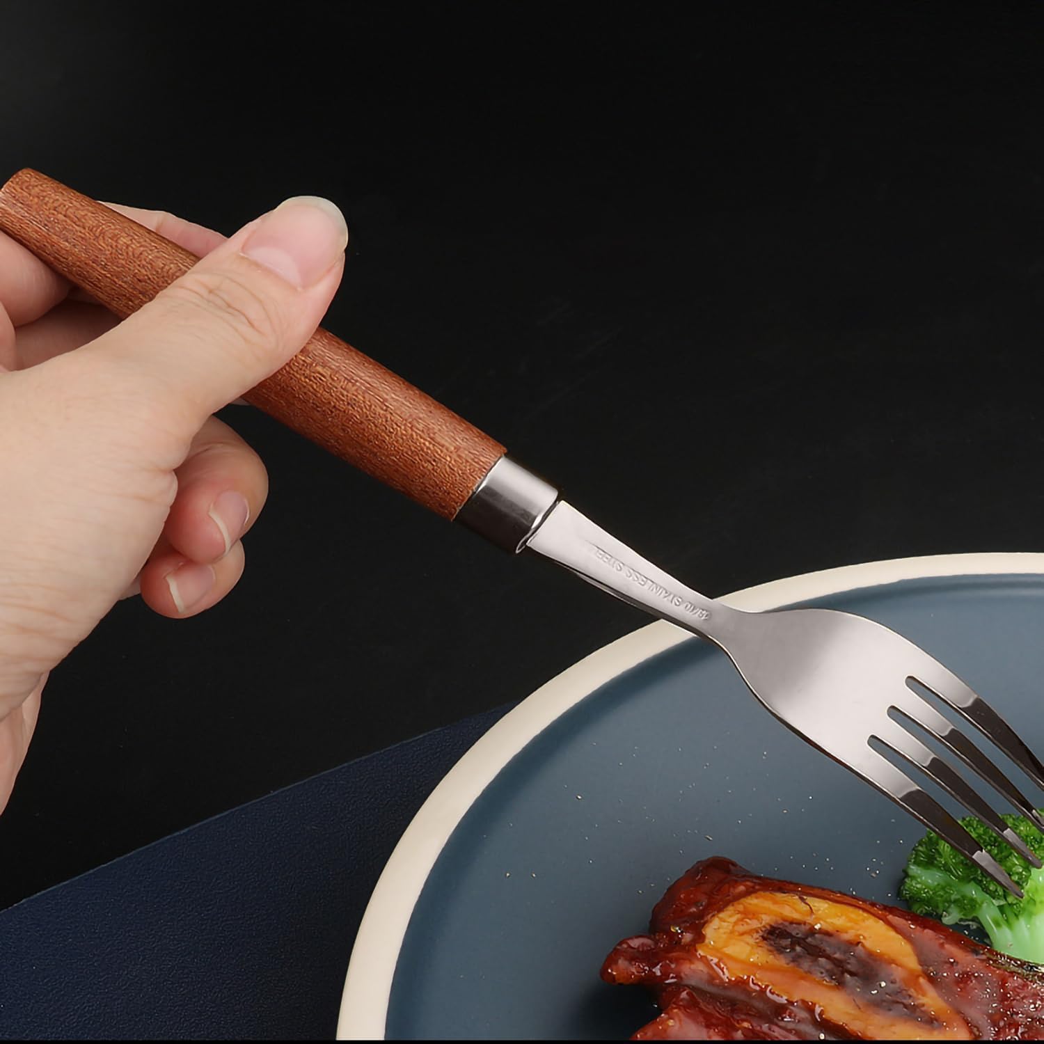 CHENSHUO Wooden Handle Dinner Forks Set 4 Pieces 73 Inches