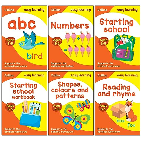 Collins Easy Learning Preschool 6 Books Collection Set Ages 3–5: Ideal for home learning(Abc, Numbers, Starting School, Starting School Workbook, Shapes, Colours and Patterns & Reading and Rhyme)