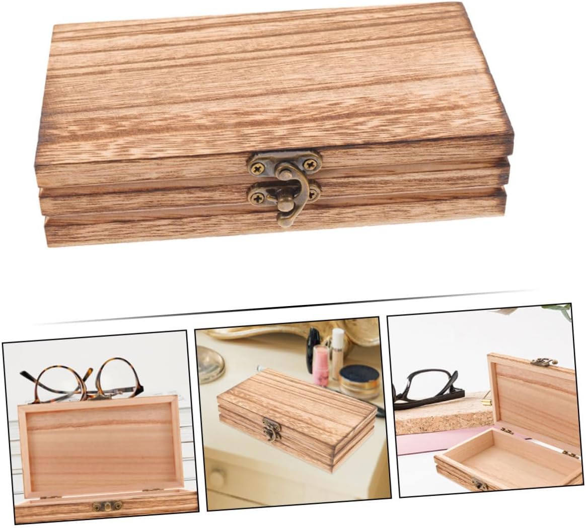 HEALLILY Wooden Jewelry Organizer Lidded Box with Buckle Lid